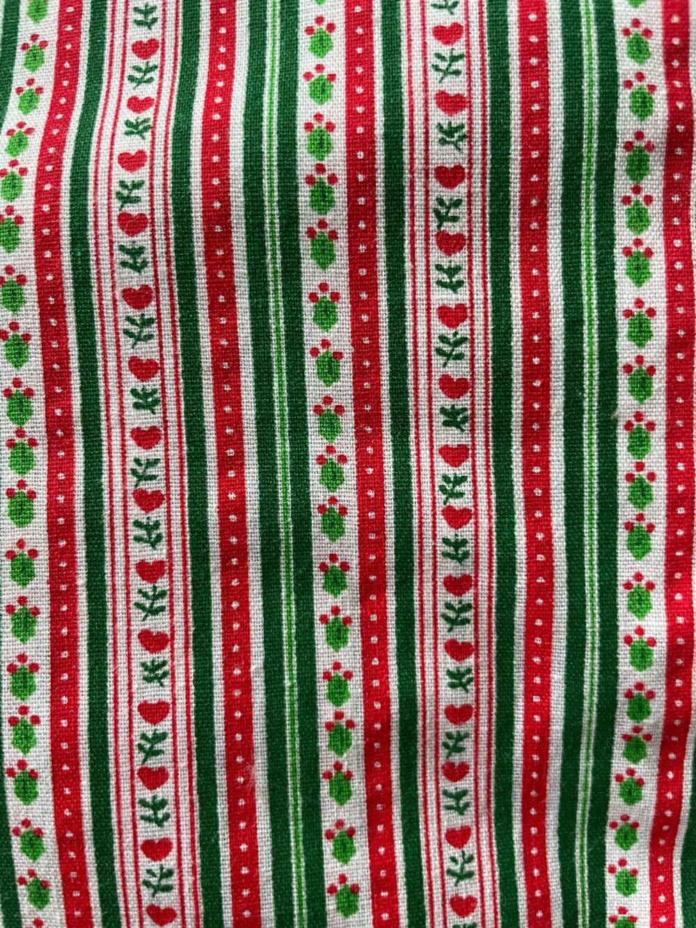 Christmas Stripe Cotton Fabric Hearts Holly 54"x57"